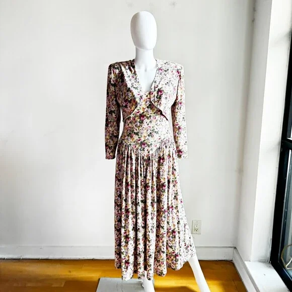 Vintage 90s Models Centre Floral Dress and Bolero Jacket Set S - Picture 2 of 13